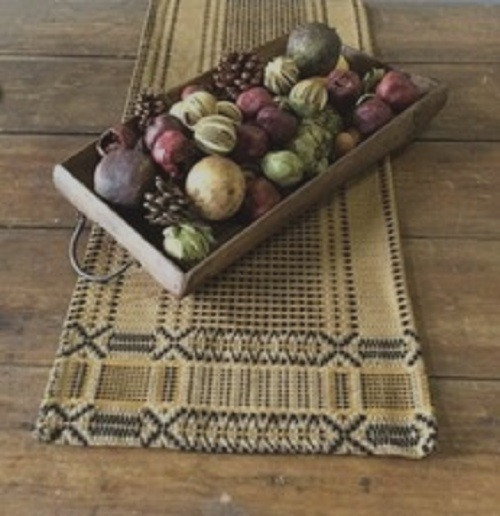 NEW PRIMITIVE TABLE RUNNER EDGEFIELD BLACK TAN 56"x14" Farmhouse Woven Rustic gallery