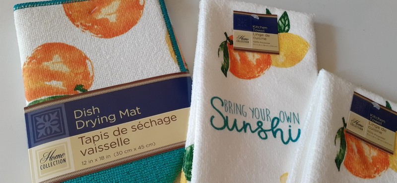 3pc Citrus Lemons Oranges Dish Drying Mat and 2 Kitchen Towels NWT gallery