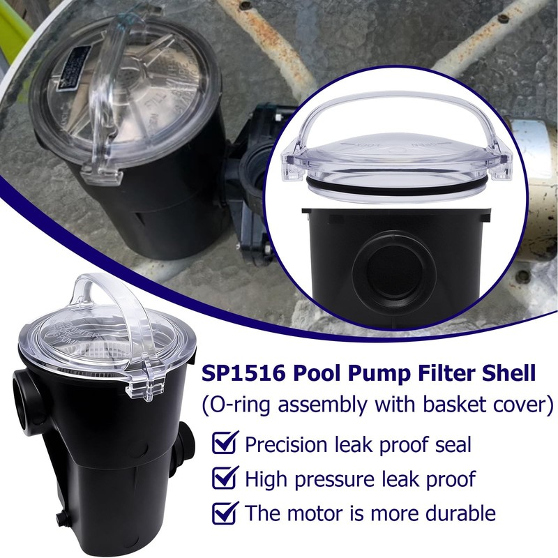 SURPOUF SP1516 Pool Pump Strainer Housing w/Basket Lid O-Ring Assembly Compat... gallery