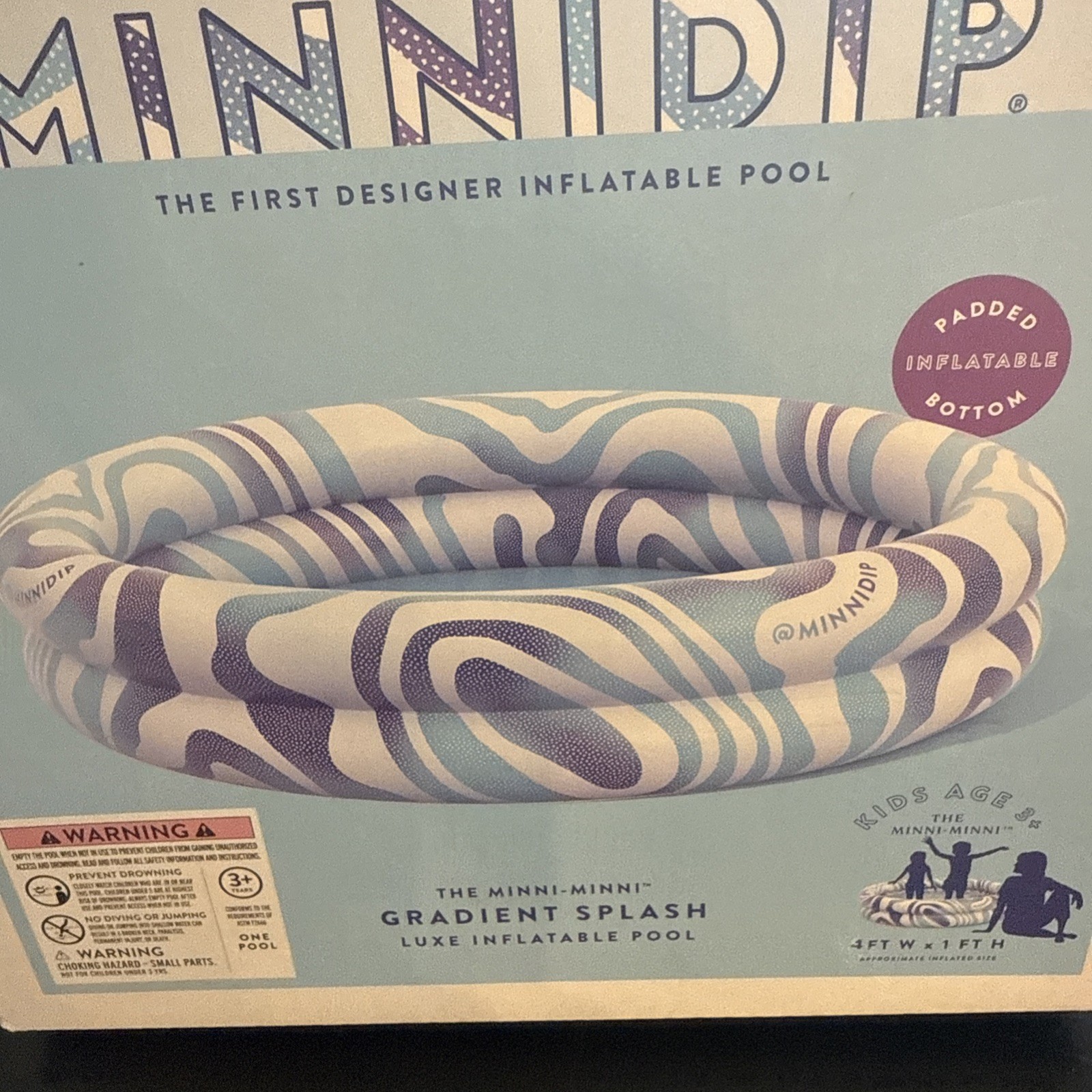 New MINNIDIP GRADIENT SPLASH INFLATABLE POOL 4 ft W x 1 ft H Box Is Damaged gallery