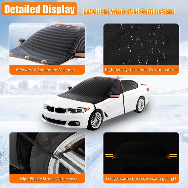 Universal Magnetic Windshield Snow Cover for Car, Ice Protector(Large)﻿﻿ gallery