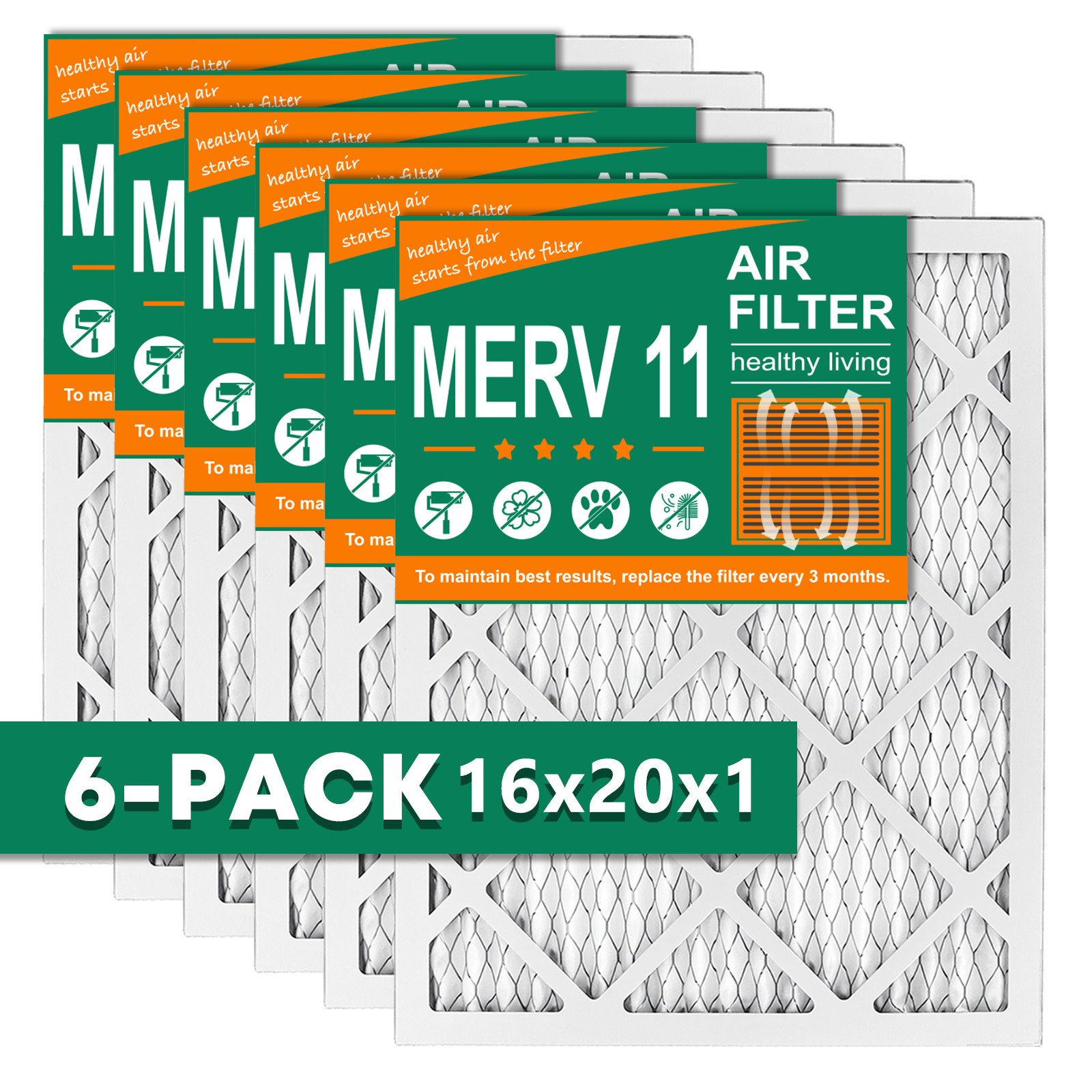 16x20x1 Pleated Air Filters, Replacement for HVAC AC Furnace (MERV 11) gallery