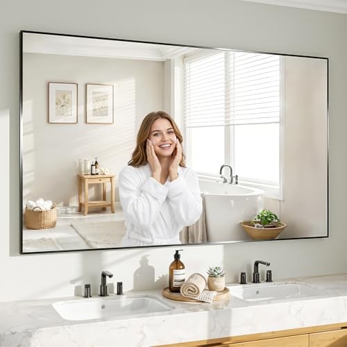 Mirrors for Wall, 36x60 Inch Bathroom Mirror, Rectangular 60"L x 36"W Black gallery