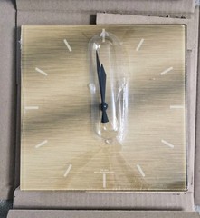 Modern Square Analog Wall Clock Quartz Non-Numeric Marks Beige White Black