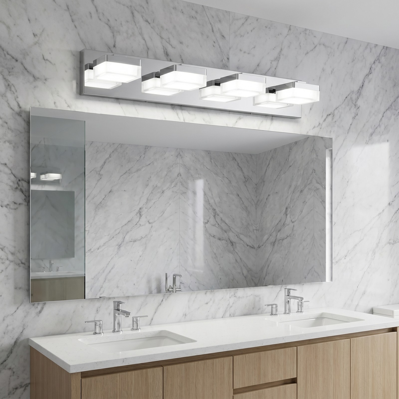 25'' Modern Chrome Vanity Light 4 Lights LED Bathroom Mirror Wall Sconce Fixture gallery