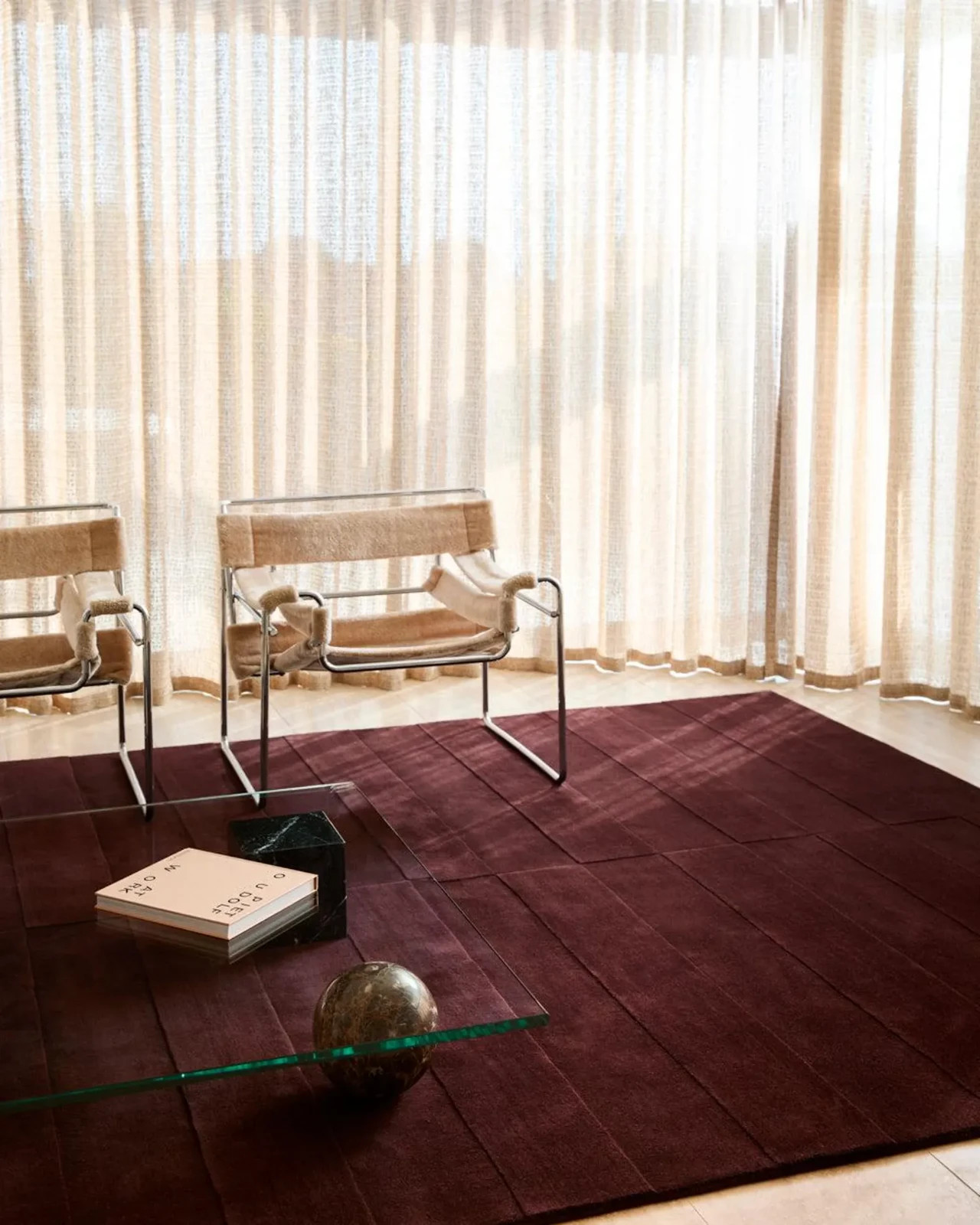 Hand-Tufted Burgundy Wool Area Rug: Modern Wine Red Area Rug Handmade Carpet gallery
