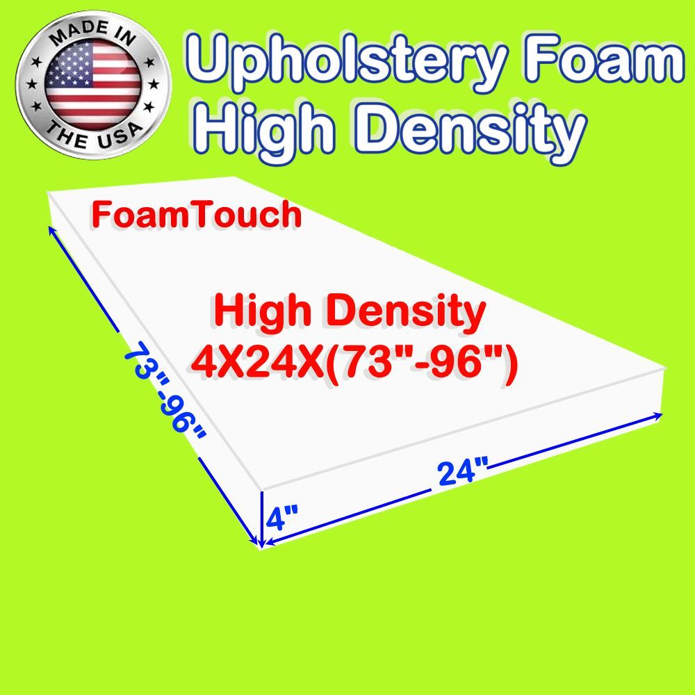 FoamTouch High Density Upholstery Foam Cushion 4" X 24" X (73-96)" Custom Cut gallery