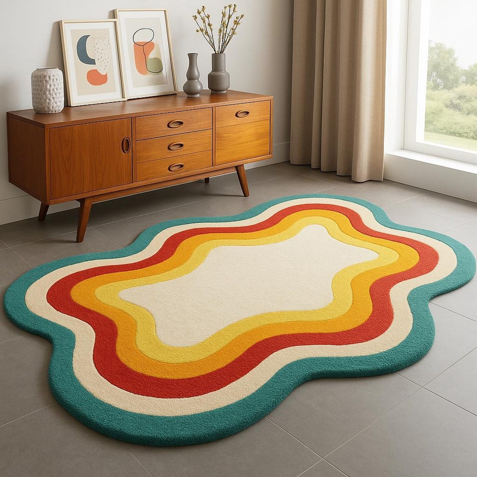 Handmade Rug | Irregular Rug | Wool Rugs | Living Room Rug | Tufted A323 gallery