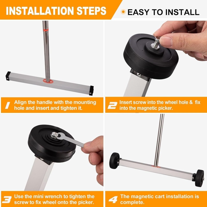 17" Rolling Magnetic Sweeper 8.8lbs, with 16 lbs Telescopic Magnetic Pick Up ... gallery