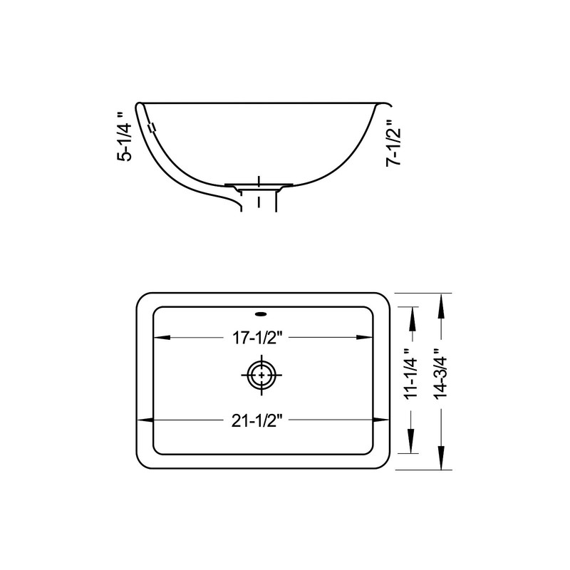 Tuba Rectangular Drop-In Bathroom Sink 21-1/2" X 14-3/4" X 7" White Porcelain gallery