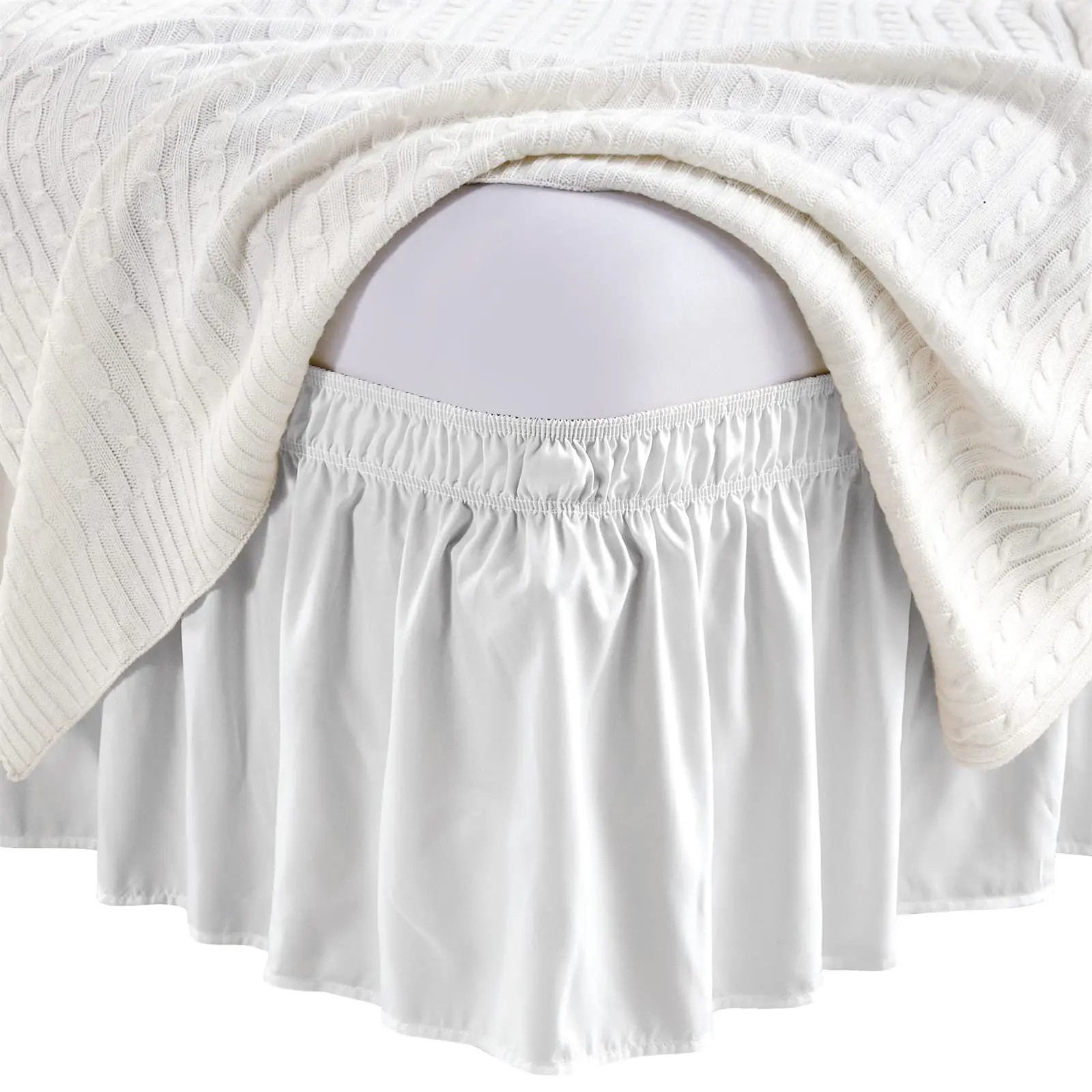 Elastic Ruffle Bed Skirt – Wrinkle-Free Dust Proof Bedding for King Queen Tw gallery