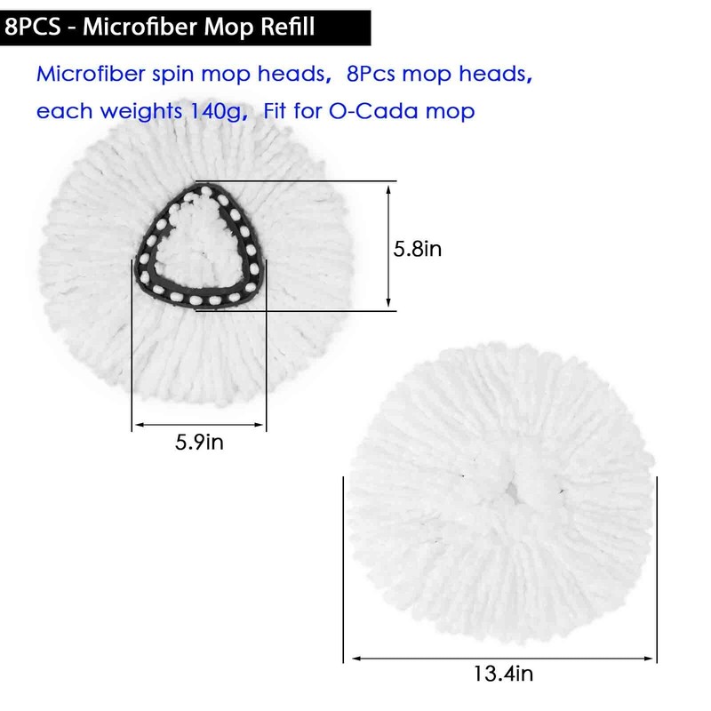 8Pack Spin Mop Heads,Spinning Mop Replace Head for Floor Cleaning, 100% Micro... gallery