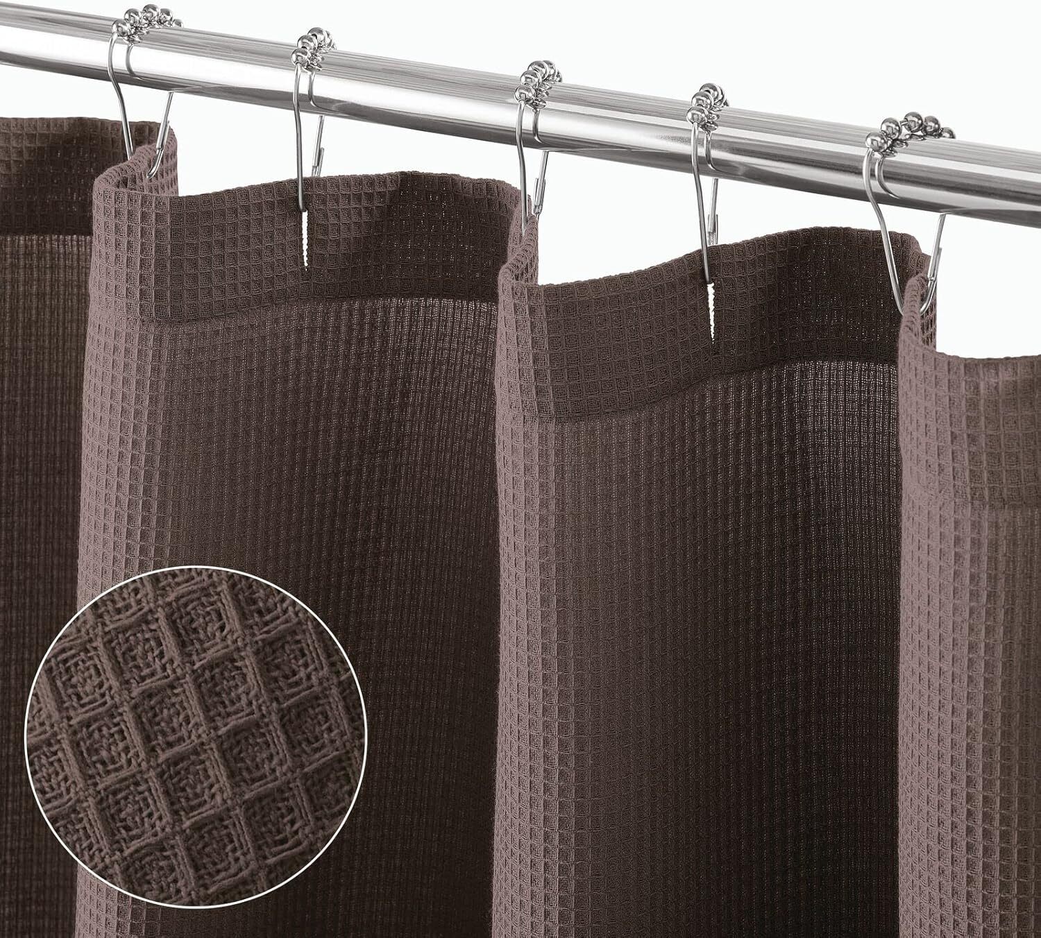 Waffle Weave Fabric Shower Curtain Heavyweight 230 GSM, Hotel Luxury gallery