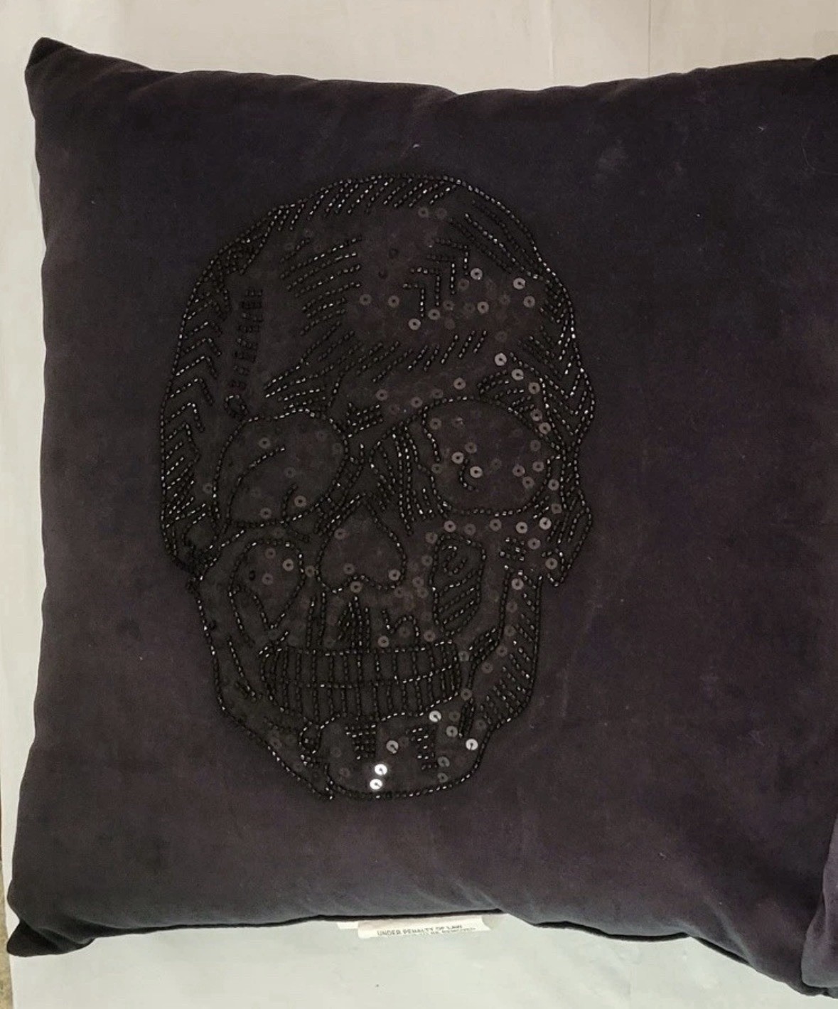 Threshold Halloween Throw Pillow Black Velvet Beaded Skull Square gallery