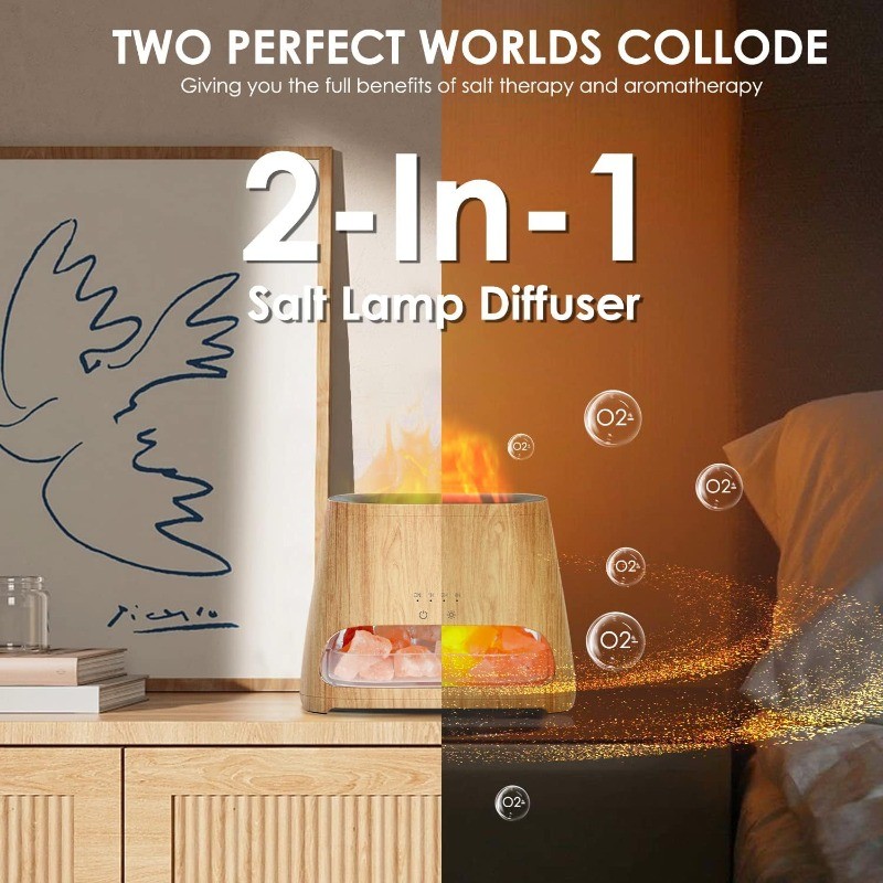150ml Ultrasonic Essential Oil Diffuser &Himalayan Salt Lamp 100% Pure Himalayan