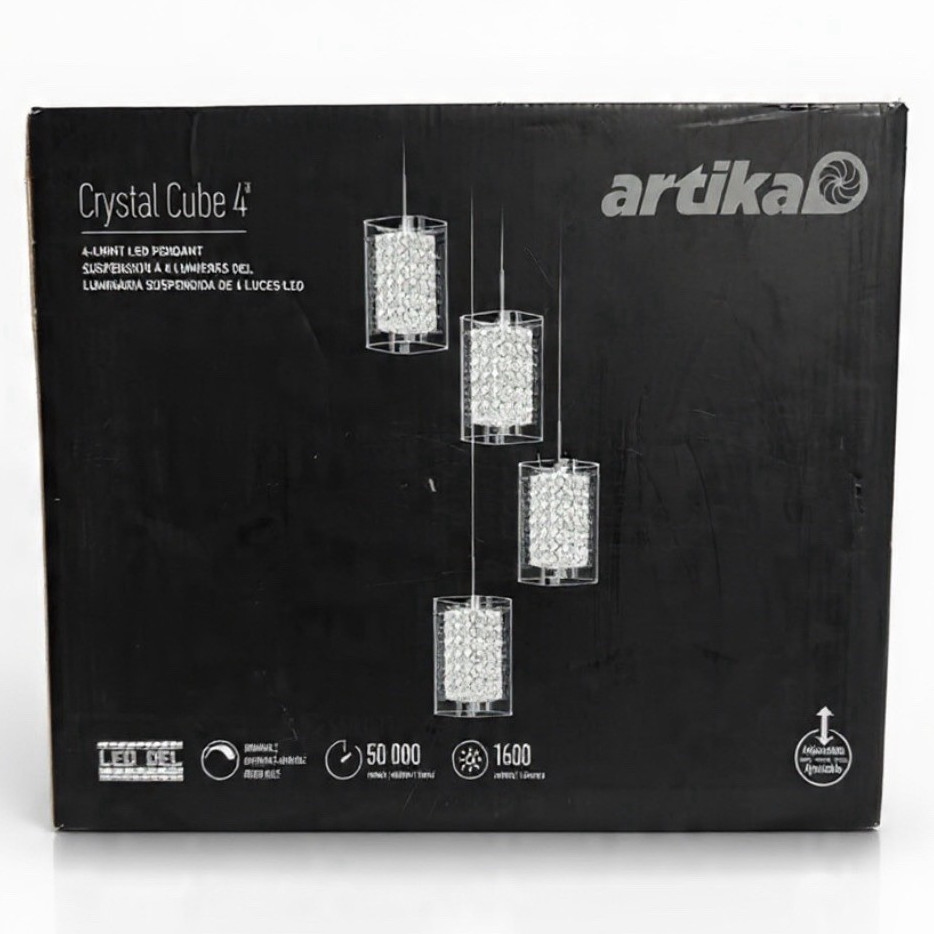 Artika Crystal Cube 4 Pendant 4-Light LED Crystal Cube Dimmable 1600lm Clear gallery