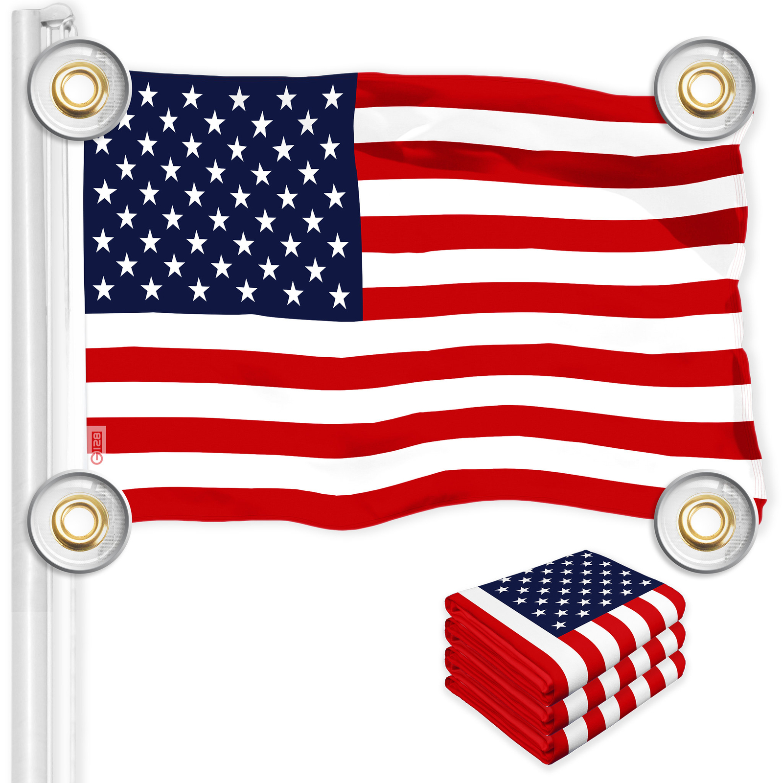 NEW G128 American Flag 3-Pack 3x5 FT Printed 150D Polyester, 4 Corner Grommets gallery