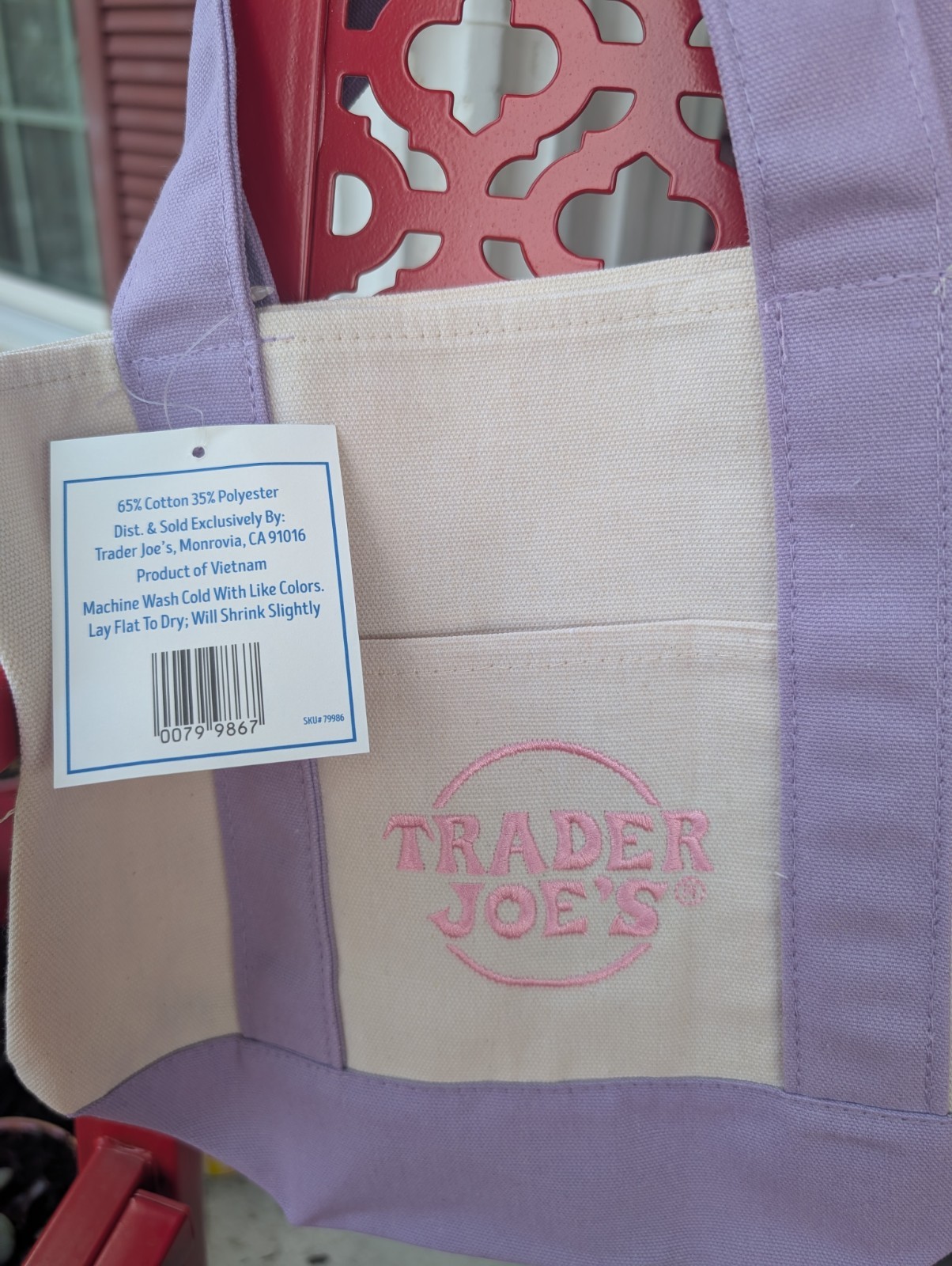 TRADER JOE'S ~ Mini Pastel Canvas Tote Bag { PURPLE } gallery