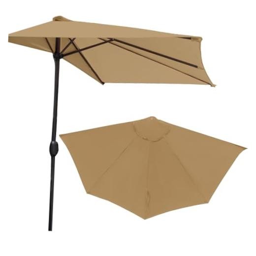 Half Umbrella Outdoor Patio Shade, Outdoor Balcony Shade Replacement Khaki gallery