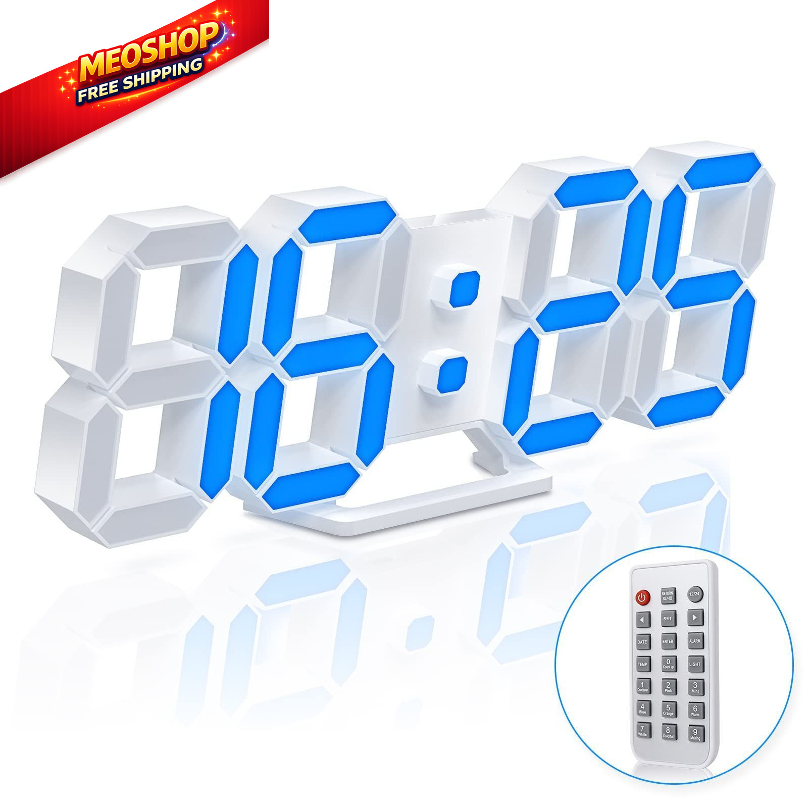EDUP HOME 3D LED Neon 9.7 INCH, 7 Colors Lights 9.7" Led Clock + White Design gallery