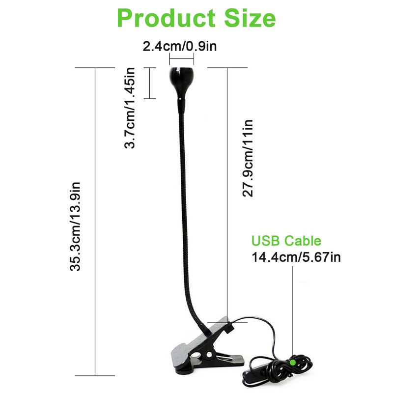USB Flexible Reading LED Light Clip-on Beside Bed Desk Table Lamp Book Lights US gallery