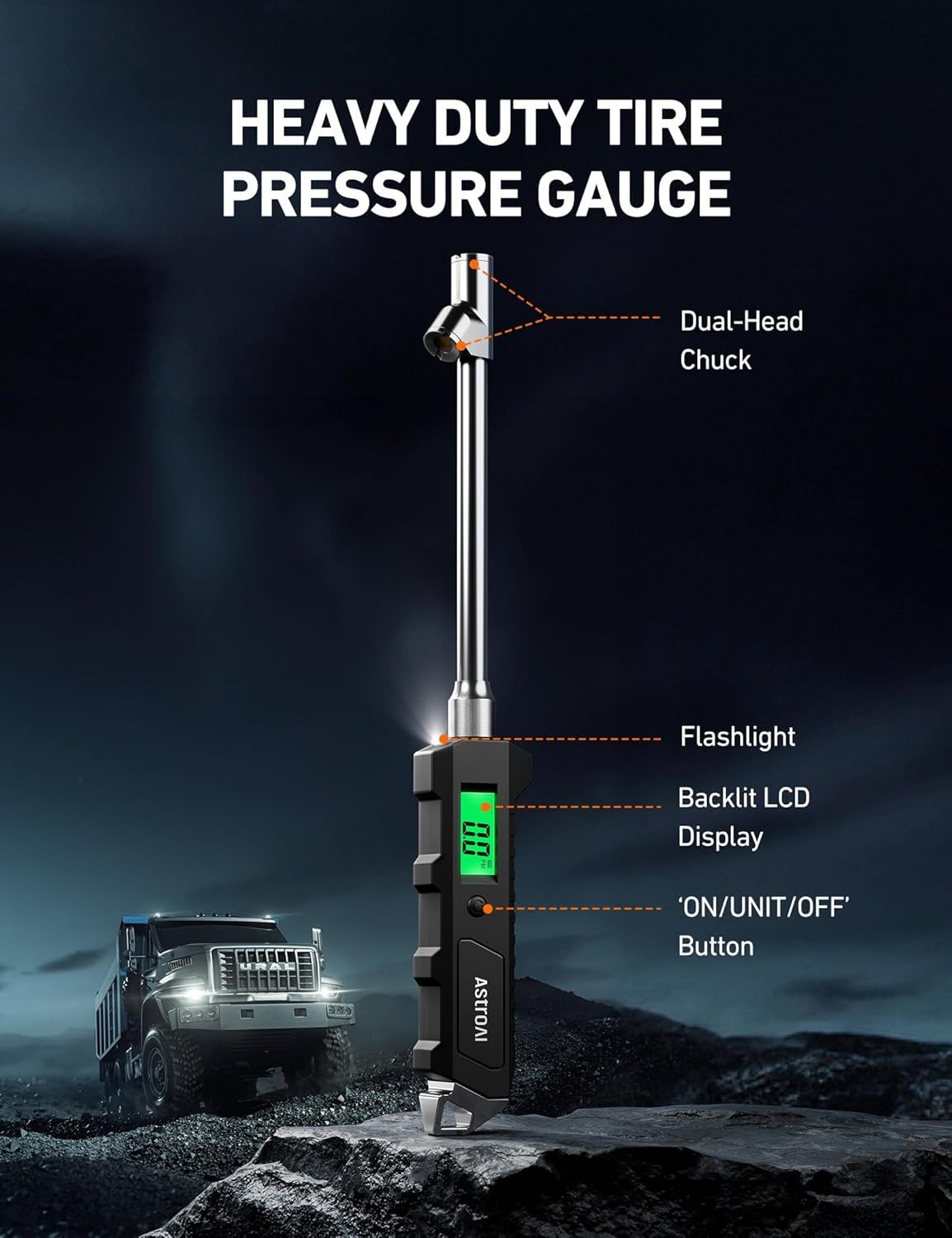 AstroAI Heavy Duty Digital Tire Pressure Gauge 0-230 PSI Calibrated ANSI B40.7 gallery