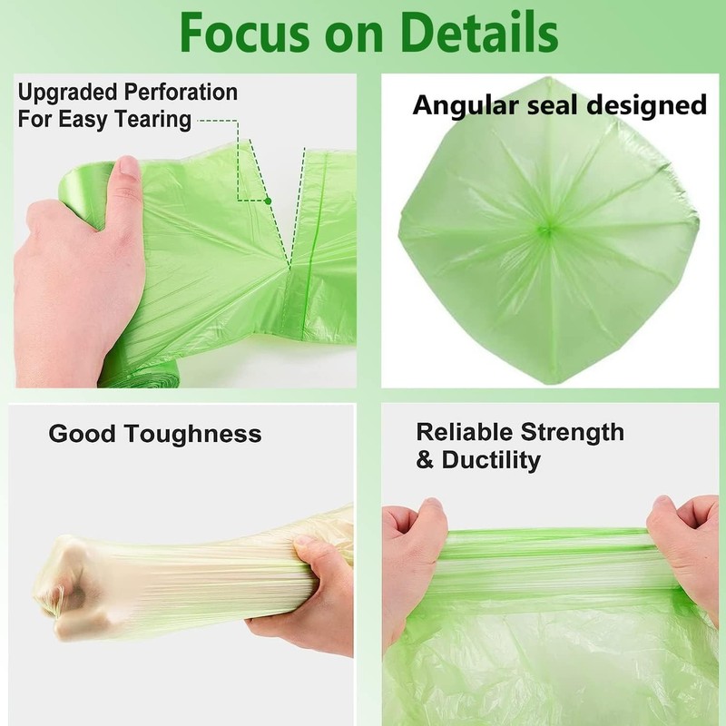 1.2 Gallon Small Biodegradable Trash Bags Compostable Liners 120 Count Green gallery