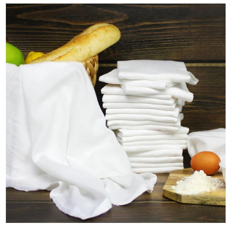 10-Piece Flour Sack Kitchen Dish Towel Set White 100% Cotton Large Clean 28"X29" gallery