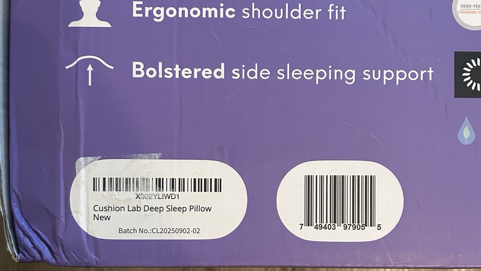 NEW Cushion Lab Deep Sleep Pillow - Ergonomic Contour - Calm Grey - Side Back gallery