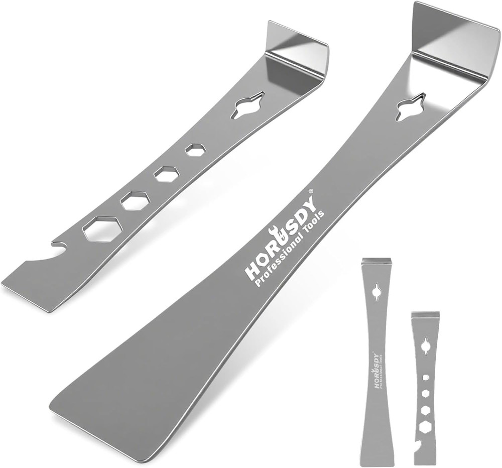 HORUSDY 2-Piece Pry Bar Scraper Set, Stainless Steel Flat Pry Bars with Hex Scre