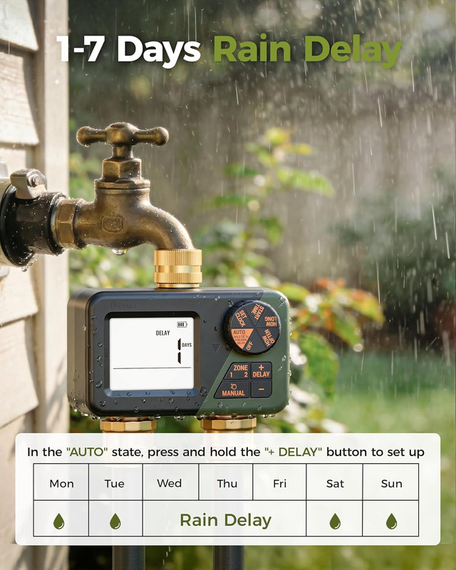 Brass Sprinkler Timer 2 Zone, IP66 Waterproof Programmable Water Hose Timer 2 Ou gallery