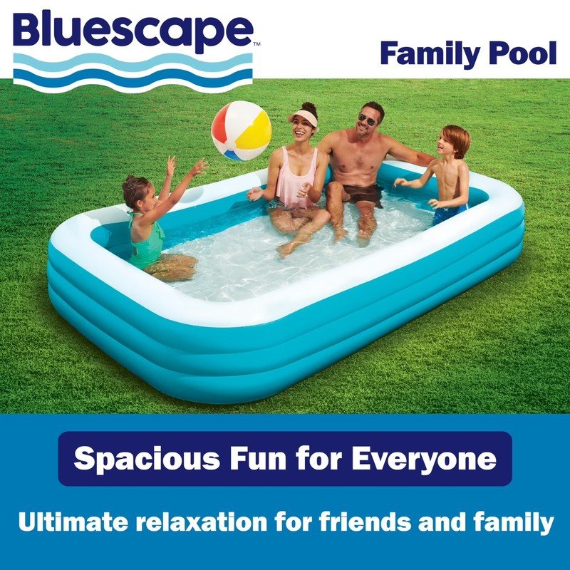 Bluescape 10ft Rectangular Family Inflatable Swimming Pool for Ages 6 and Up gallery