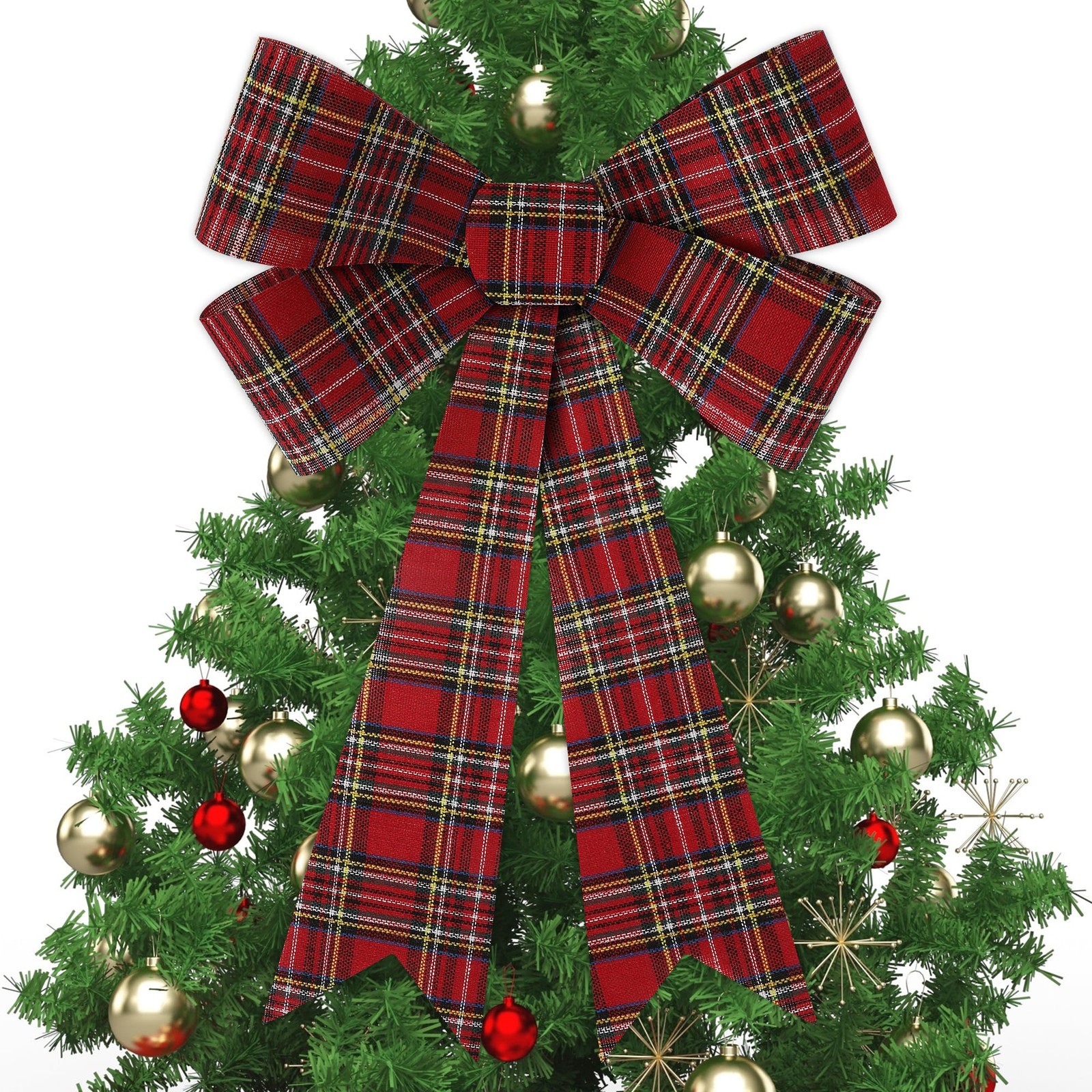1 PCS Large 9x12 Inch Christmas Tree Bow White Black Red Buffalo Plaid gallery