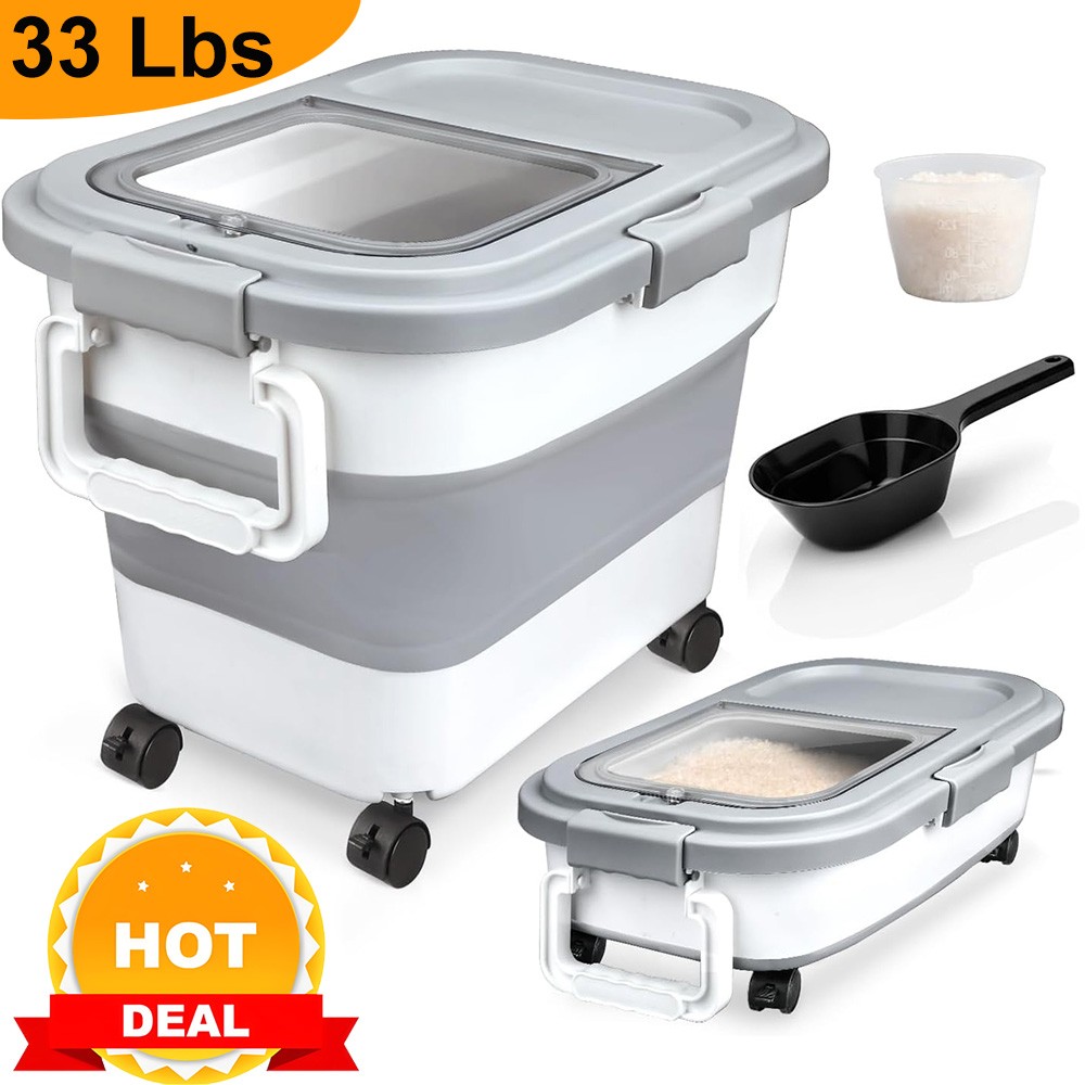 Dog Food Storage Container Collapsible Food Storage Containers w/ Wheels & Scoop gallery