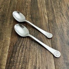 Robert Welch Ammonite Bright (2) Oval Soup Spoon Stainless 7 5/8in Glossy Swirl