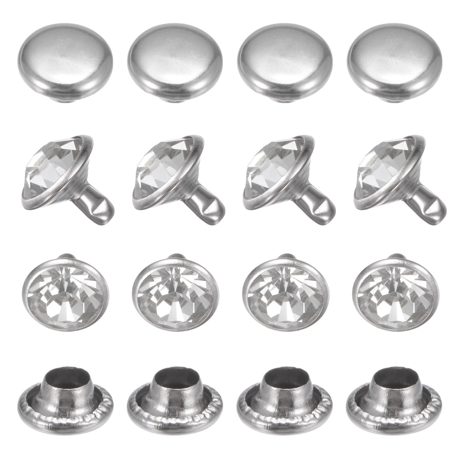 Clear Rhinestone Rivets [50pcs] - Crystal Rivets - [Transparent - 0.39 IN] gallery