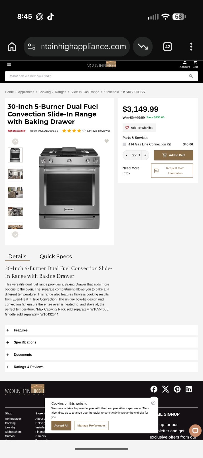 KitchenAid 30 in. 5-Burner Dual Fuel Range w/ Baking Drawer. ( make offer) gallery