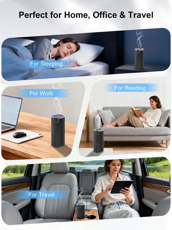 100ML Portable Essential Oil Diffuser, USB Rechargeable, Cordless with 7 LED Lig gallery