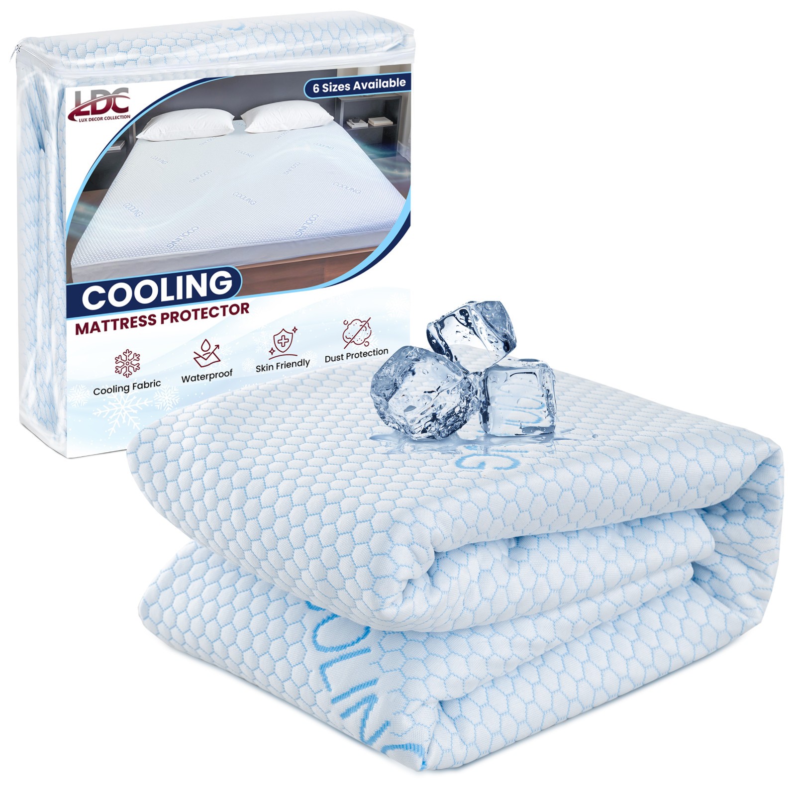 Cooling Mattress Protector Deep Pocket Waterproof Breathable Fitted Bed Cover gallery