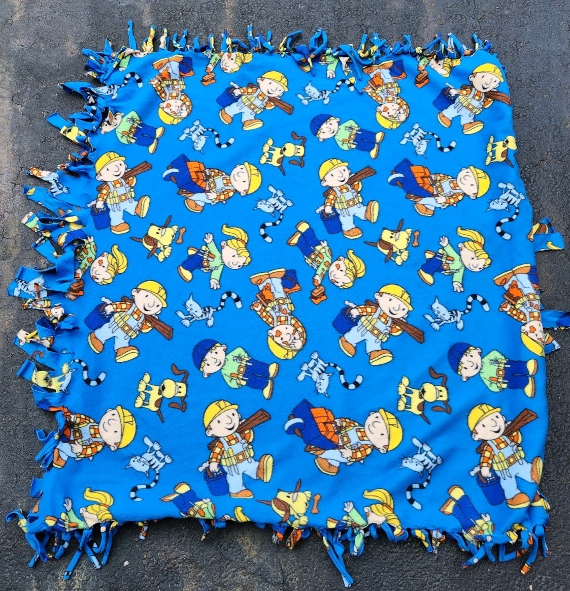 Vintage Bob The Builder Handmade Fleece Throw Tie Blanket Cartoon TV Fabric gallery