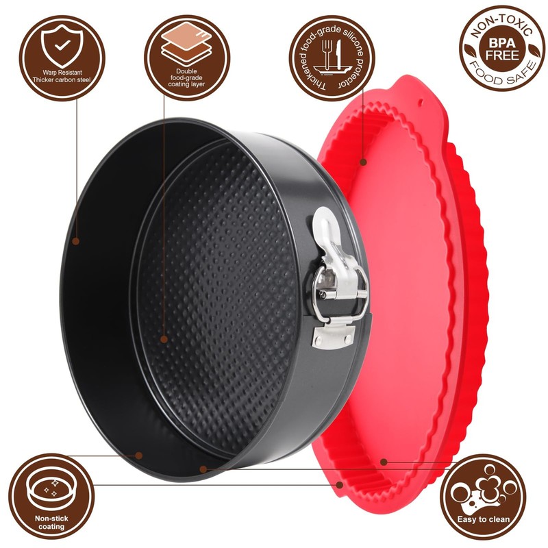 Premium Springform Pan Set - 4, 7, 9, 10 Inches Round Cake Pan set with Removabl gallery