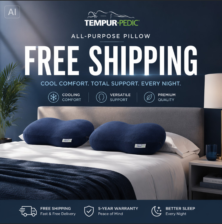 2 Packs Tempur-Pedic All-Purpose Pillow Blue gallery