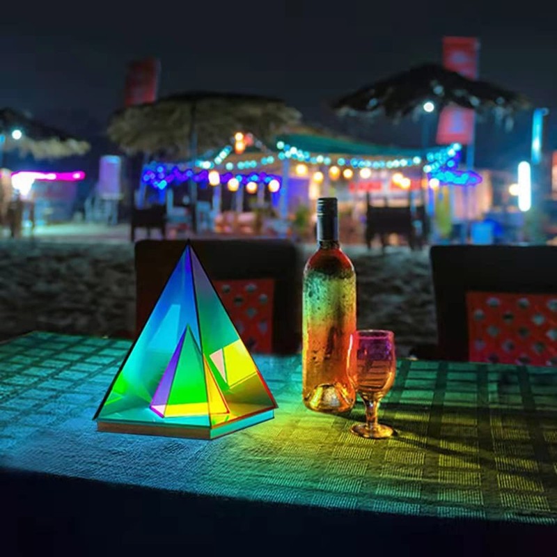 'Pyramid' Modern Table Lamp, Simplistic and Innovative Design, Colorful Trans... gallery