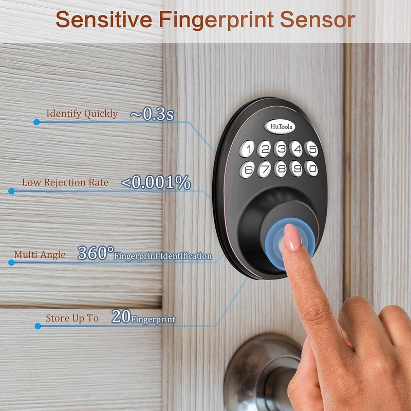 Biometric Electronic Keyless Entry Door Deadbolt Lock Fingerprint with Keypads gallery