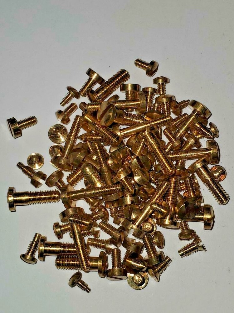 Solid Brass Clock Screws Bells Cases Movements Head Slot Assorted 100 Pcs New