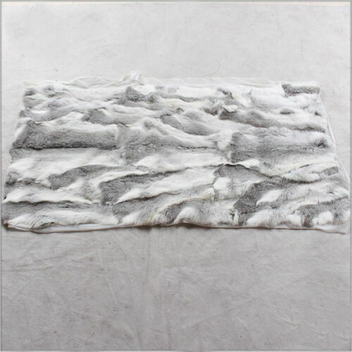 Real Rabbit FUR Throw Blanket Patchwork Skin Fur Rug Pelz Leather Pelt 1.8'x3.3' gallery