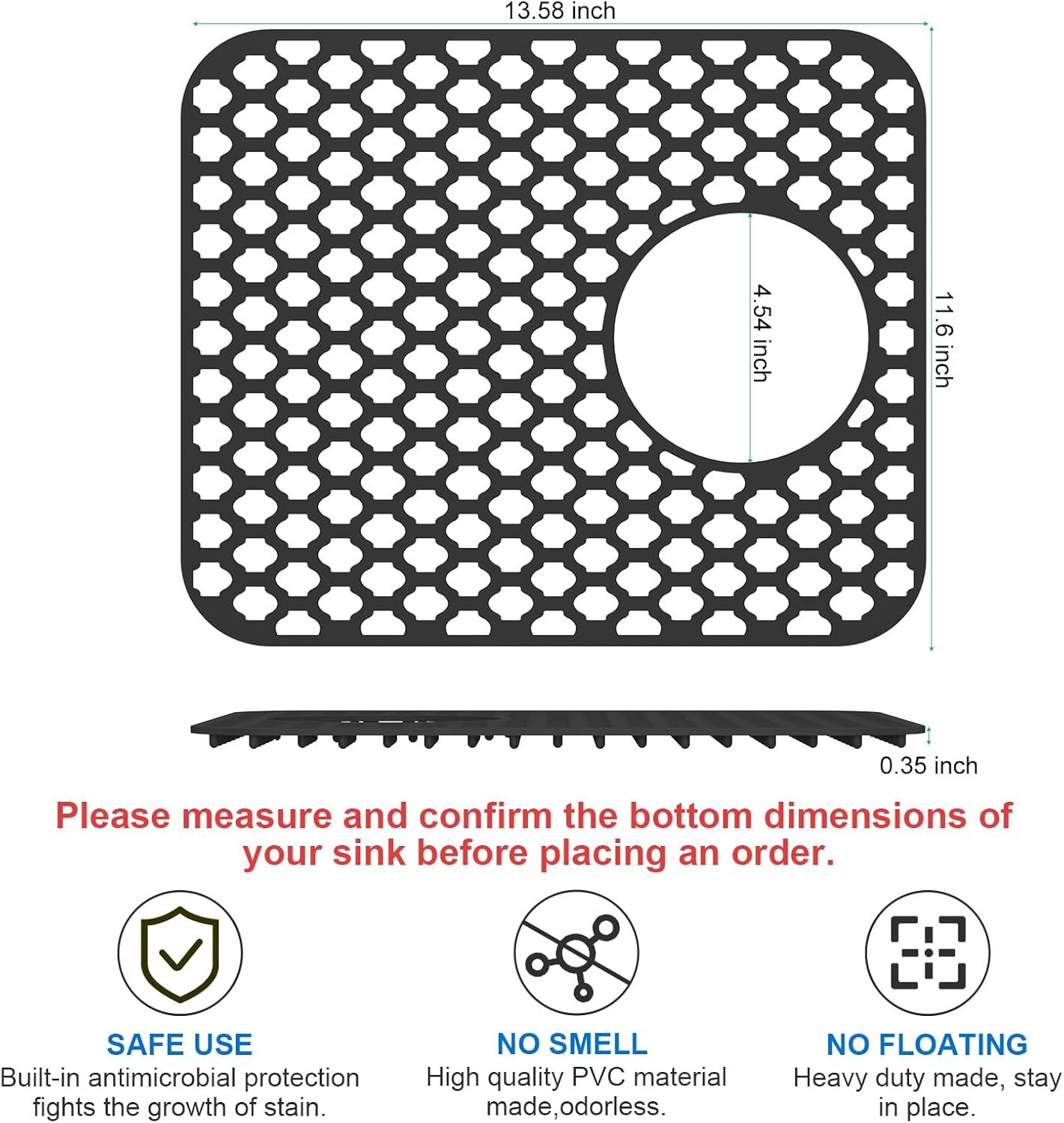 TOOVEM Sink Protector Mat Silicone with Drain Protect Sink for Kitchen 14x12'' gallery