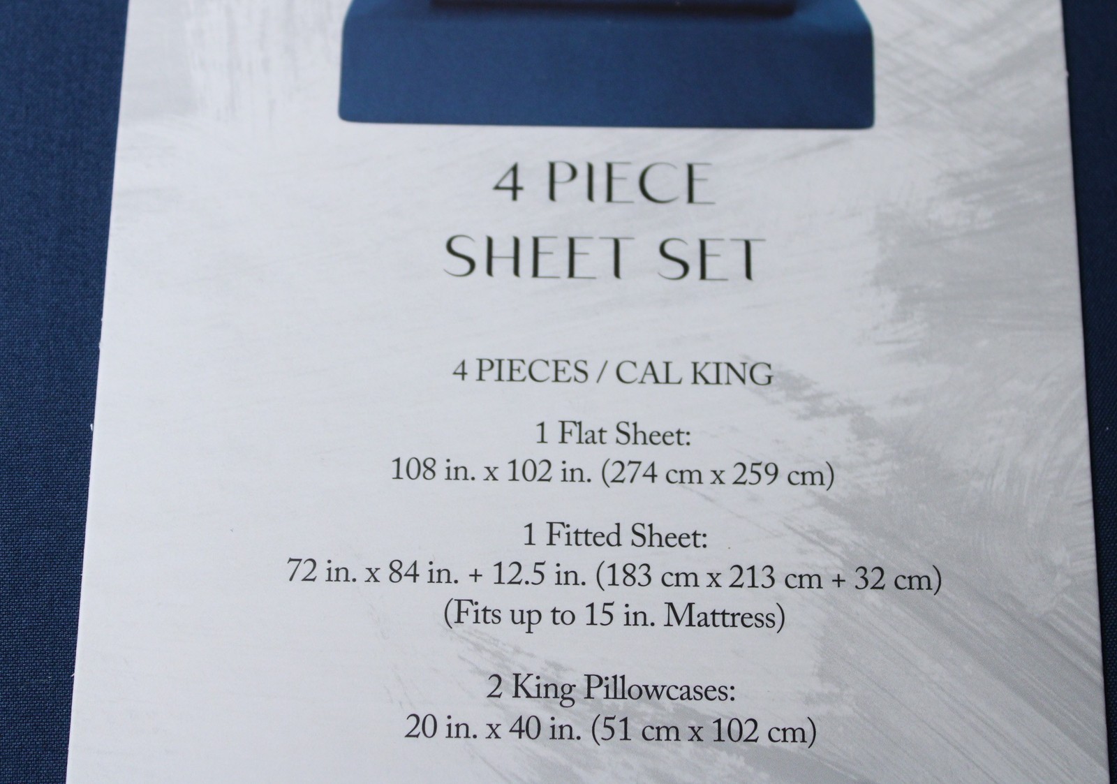 Fairfield Square Solid Four Piece Sheet Set EJ3 Navy California King NWT gallery