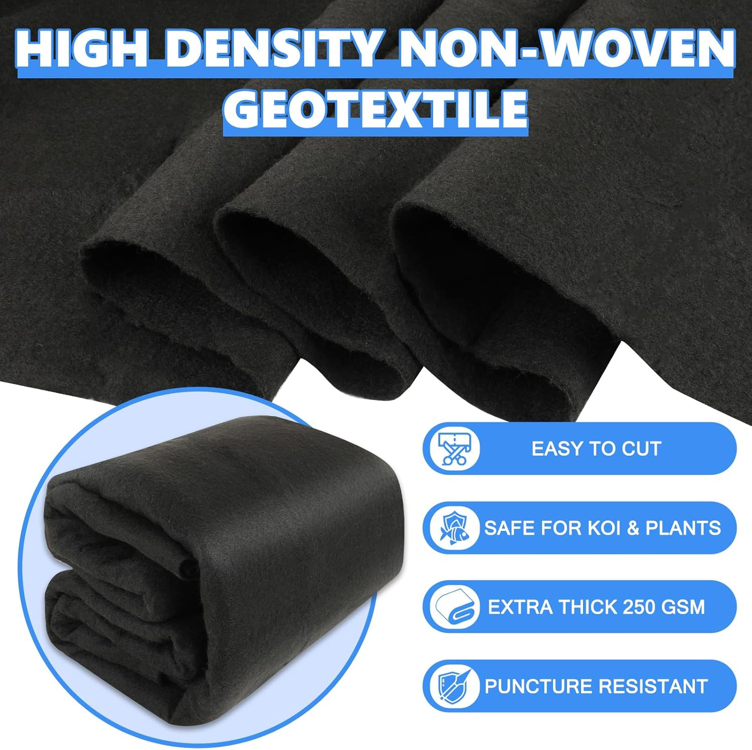 7.5 Oz Pond Liner Underlayment Padding, Nonwoven Needle-Punched Polyester Geotex gallery