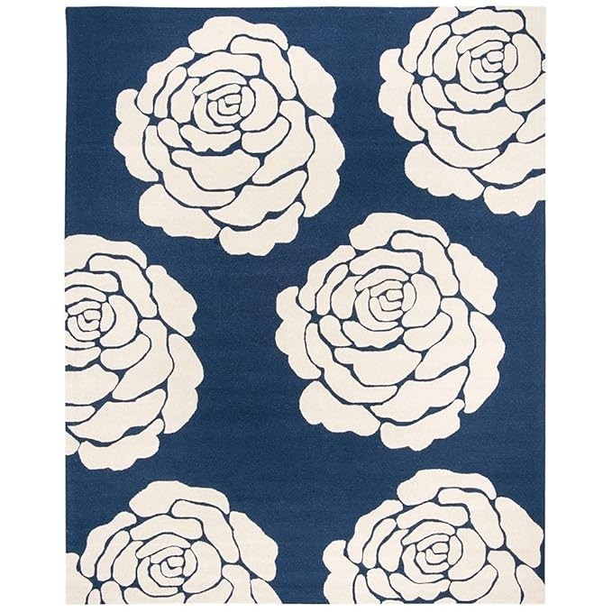 Modern Flower Print Wool Rug Hand Tufted Loop Cut Pile Area Rugs For Livingroom gallery